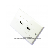 Placa Tapa Decora HDMI 4k en L 90° + USB 2.0 en ABS